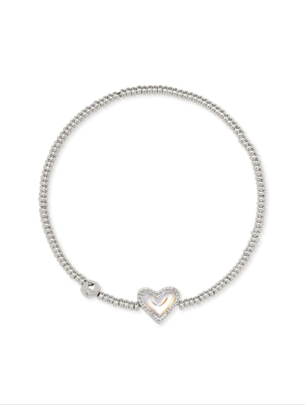 Kendra Scott Ari Heart Silver Stretch Bracelet in Dichroic Glass